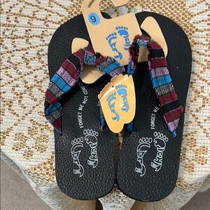 Plaid Black Sandals Size 9